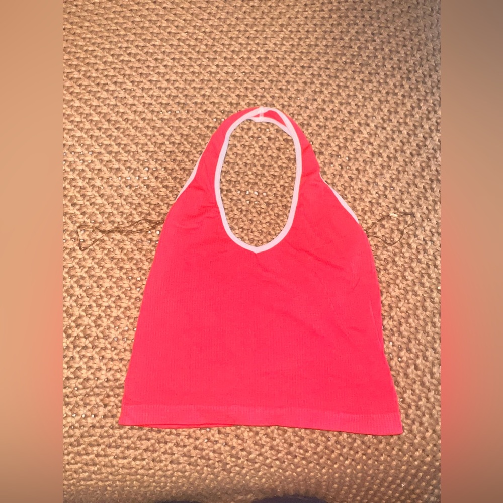 One Step Up Red Crop Halter Top